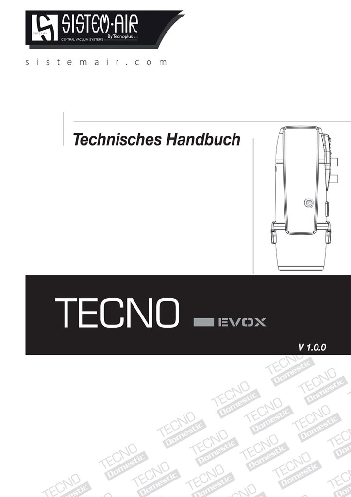 foto copertina manuale tecnico centrale aspirante Tecno Evox