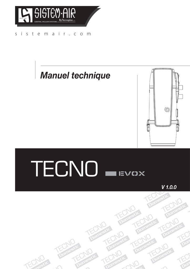 foto copertina manuale tecnico centrale aspirante Tecno Evox