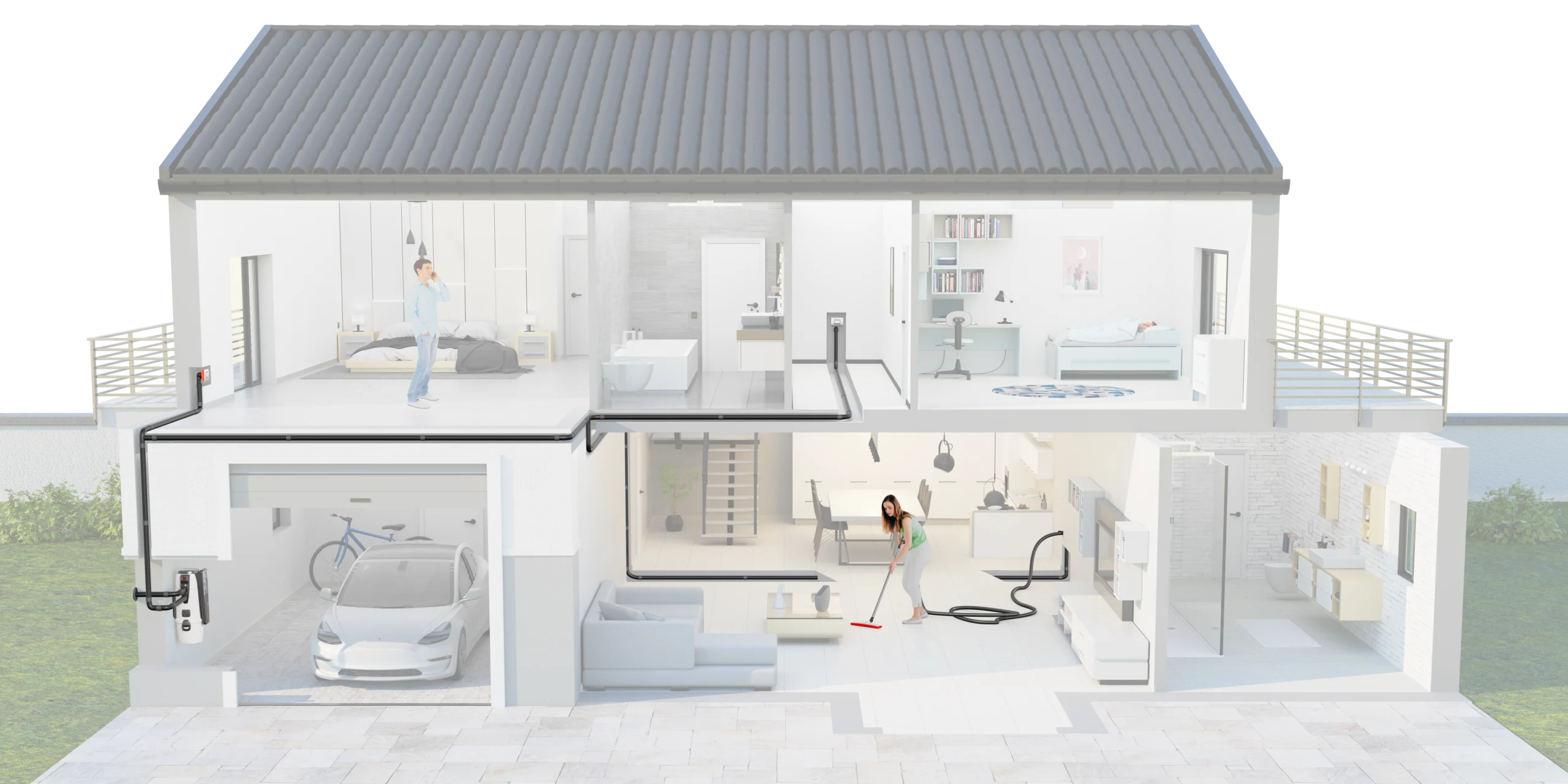 Casa con sistema di aspirazione